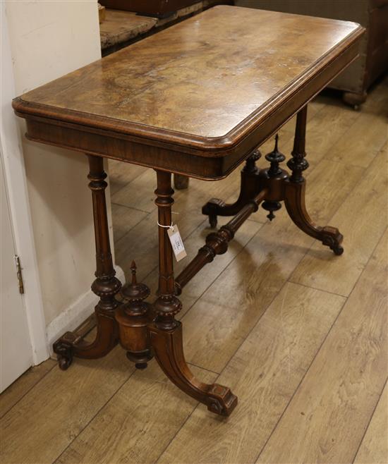 A Victorian walnut rectangular topped card table, W.98cm